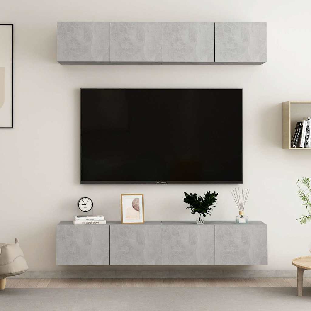 4 Piece TV Cabinet Set Concrete Grey 80x30x30 cm Engineered Wood
