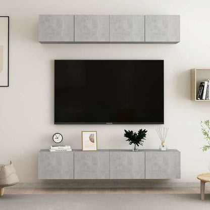 4 Piece TV Cabinet Set Concrete Grey 80x30x30 cm Engineered Wood