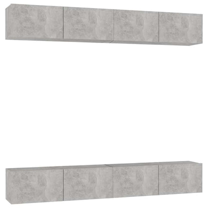 4 Piece TV Cabinet Set Concrete Grey 100x30x30 cm Engineered Wood
