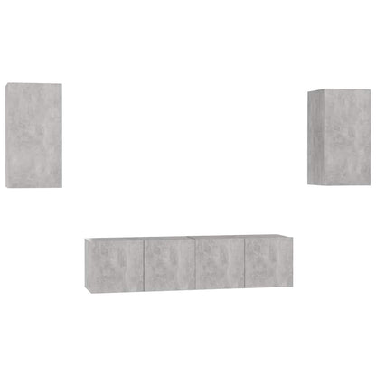 4 Piece TV Cabinet Set Concrete Grey Engineered Wood