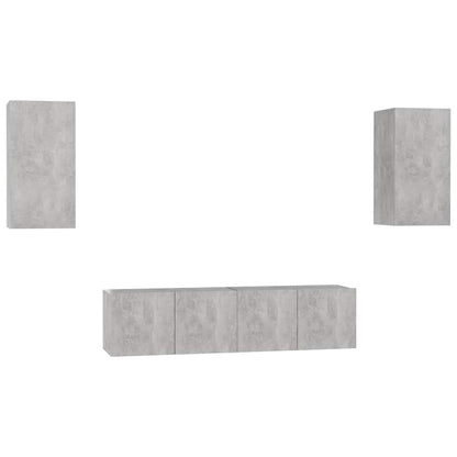 4 Piece TV Cabinet Set Concrete Grey Engineered Wood