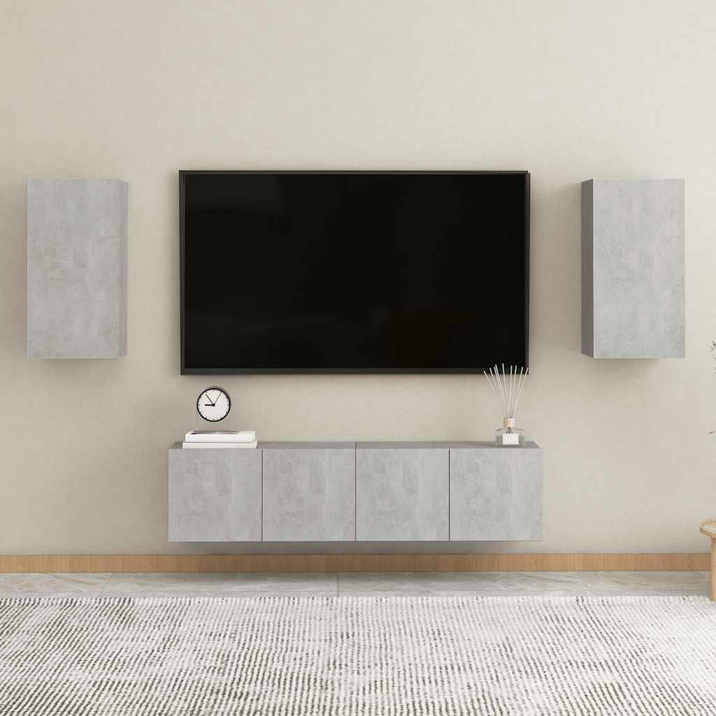 4 Piece TV Cabinet Set Concrete Grey Engineered Wood