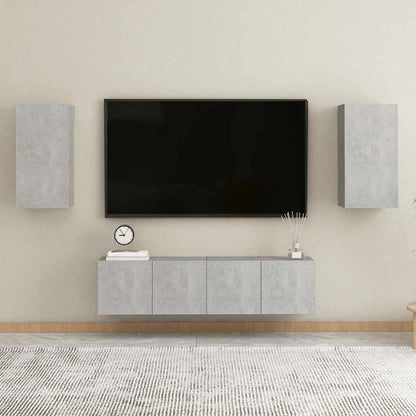 4 Piece TV Cabinet Set Concrete Grey Engineered Wood