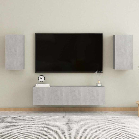 4 Piece TV Cabinet Set Concrete Grey Engineered Wood