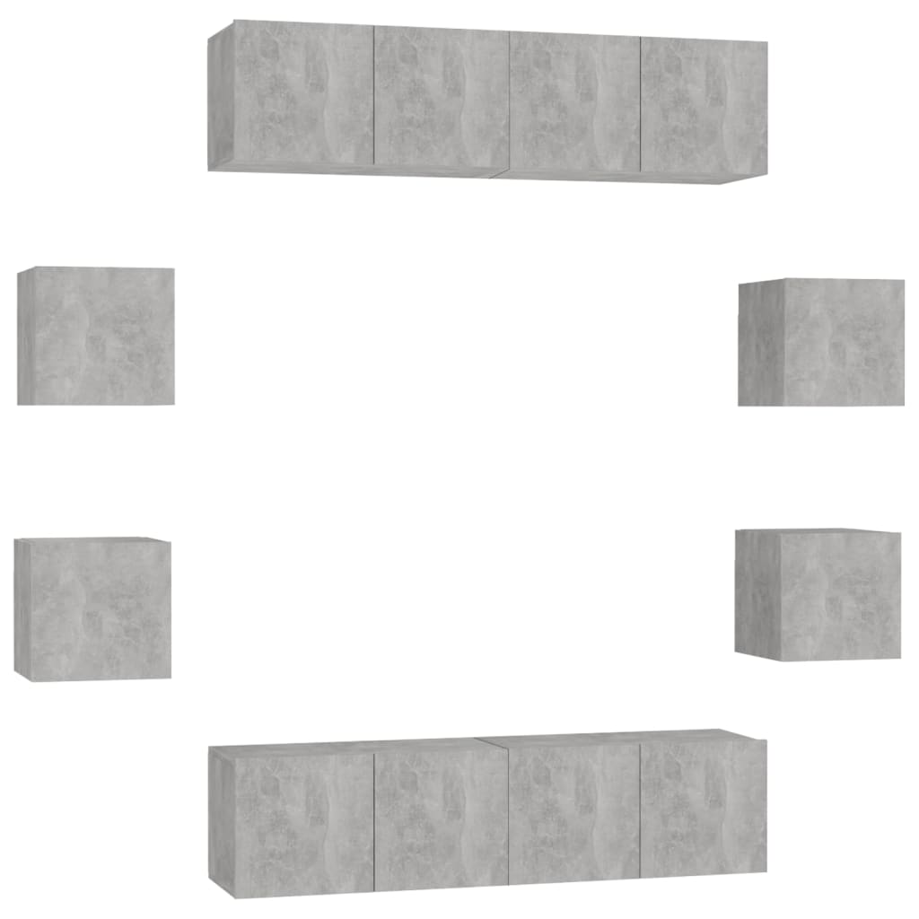8 Piece TV Cabinet Set Concrete Grey Engineered Wood