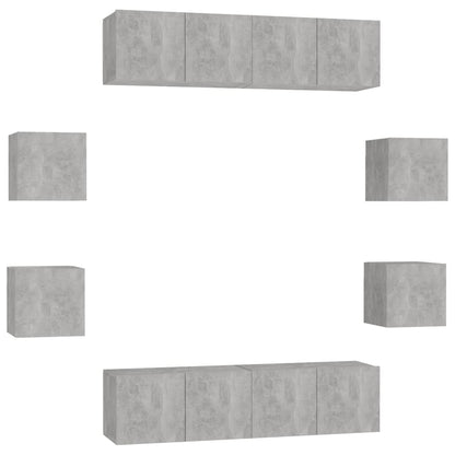 8 Piece TV Cabinet Set Concrete Grey Engineered Wood