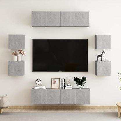 8 Piece TV Cabinet Set Concrete Grey Engineered Wood