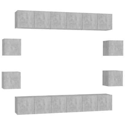 10 Piece TV Cabinet Set Concrete Grey Engineered Wood