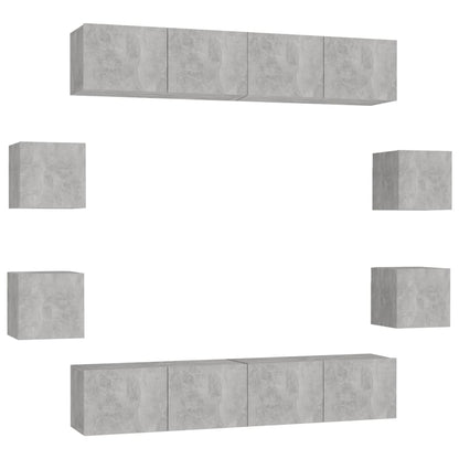 8 Piece TV Cabinet Set Concrete Grey Engineered Wood
