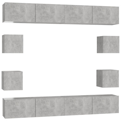 8 Piece TV Cabinet Set Concrete Grey Engineered Wood