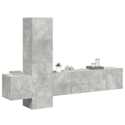 5 Piece TV Cabinet Set Concrete Grey Engineered Wood