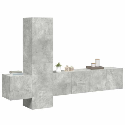5 Piece TV Cabinet Set Concrete Grey Engineered Wood