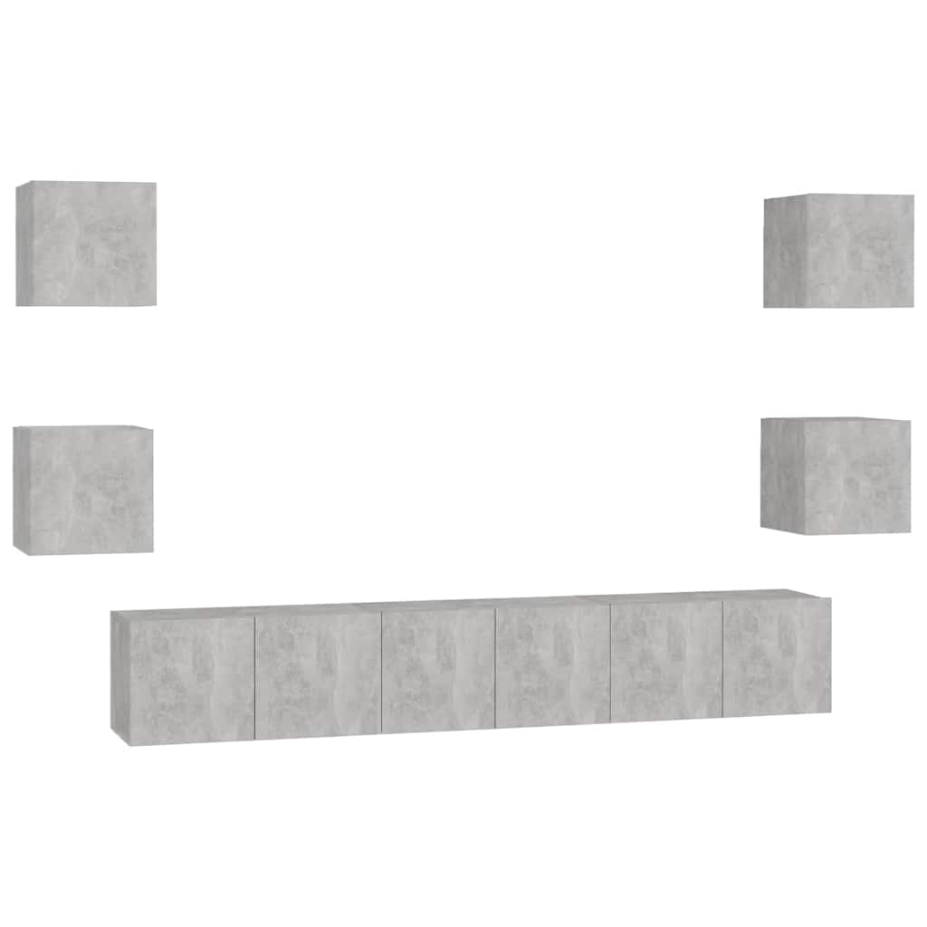 7 Piece TV Cabinet Set Concrete Grey Engineered Wood