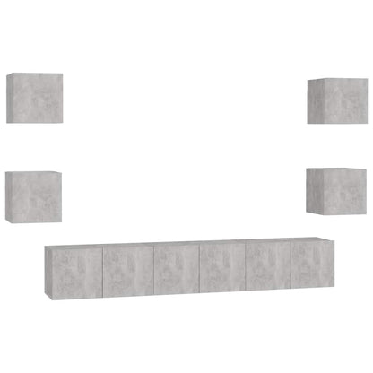 7 Piece TV Cabinet Set Concrete Grey Engineered Wood