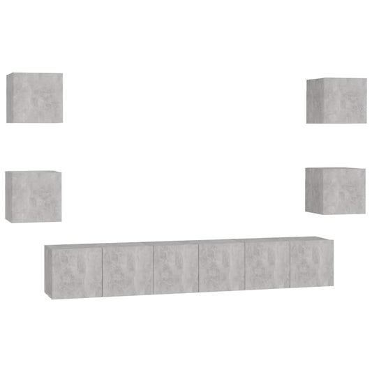 7 Piece TV Cabinet Set Concrete Grey Engineered Wood