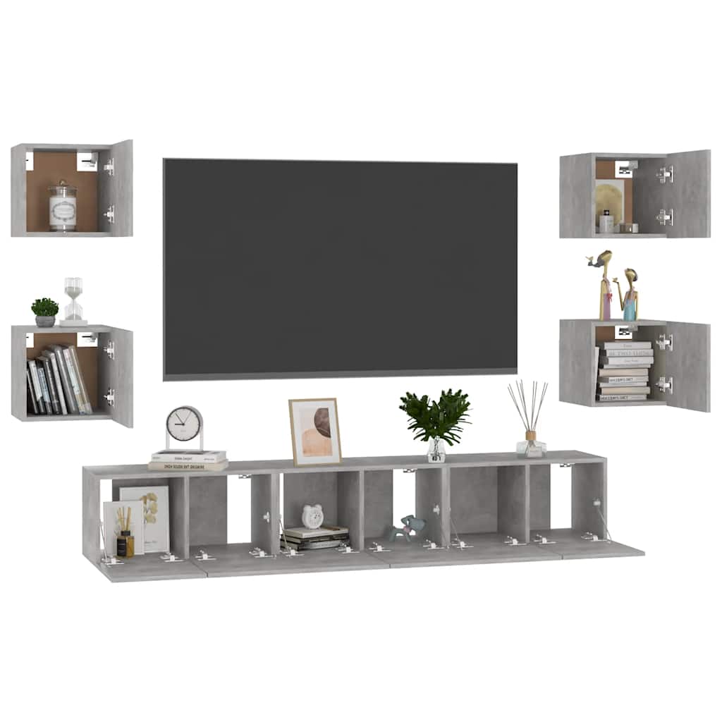 7 Piece TV Cabinet Set Concrete Grey Engineered Wood