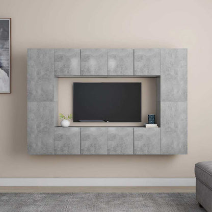 8 Piece TV Cabinet Set Concrete Grey Engineered Wood