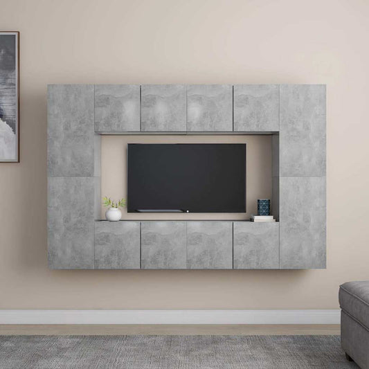 8 Piece TV Cabinet Set Concrete Grey Engineered Wood