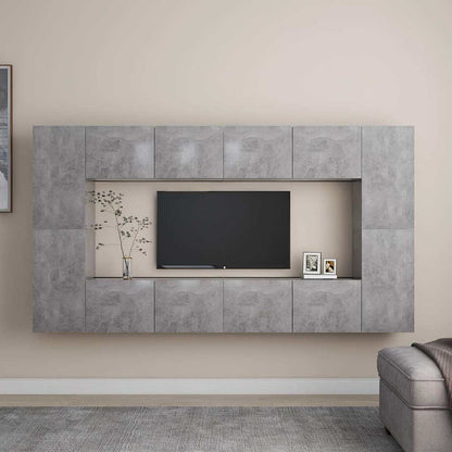 8 Piece TV Cabinet Set Concrete Grey Engineered Wood