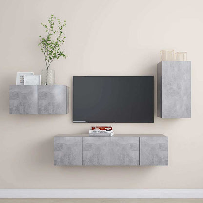 4 Piece TV Cabinet Set Concrete Grey Engineered Wood