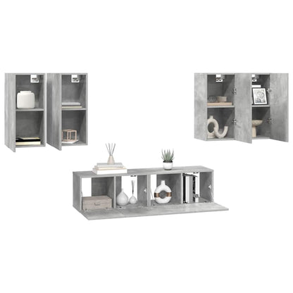 6 Piece TV Cabinet Set Concrete Grey Engineered Wood