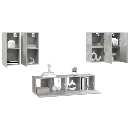 6 Piece TV Cabinet Set Concrete Grey Engineered Wood