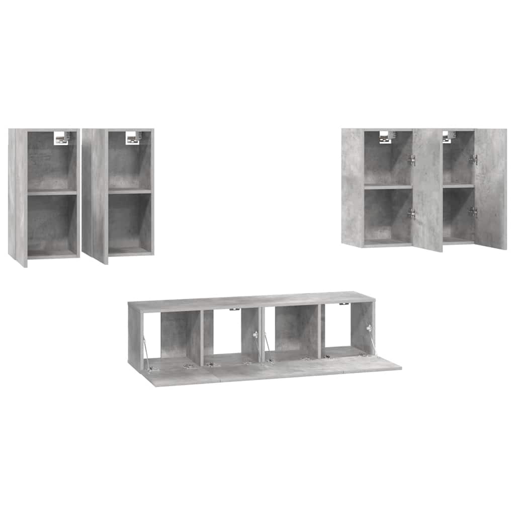 6 Piece TV Cabinet Set Concrete Grey Engineered Wood
