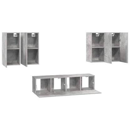 6 Piece TV Cabinet Set Concrete Grey Engineered Wood