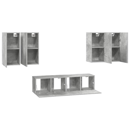6 Piece TV Cabinet Set Concrete Grey Engineered Wood