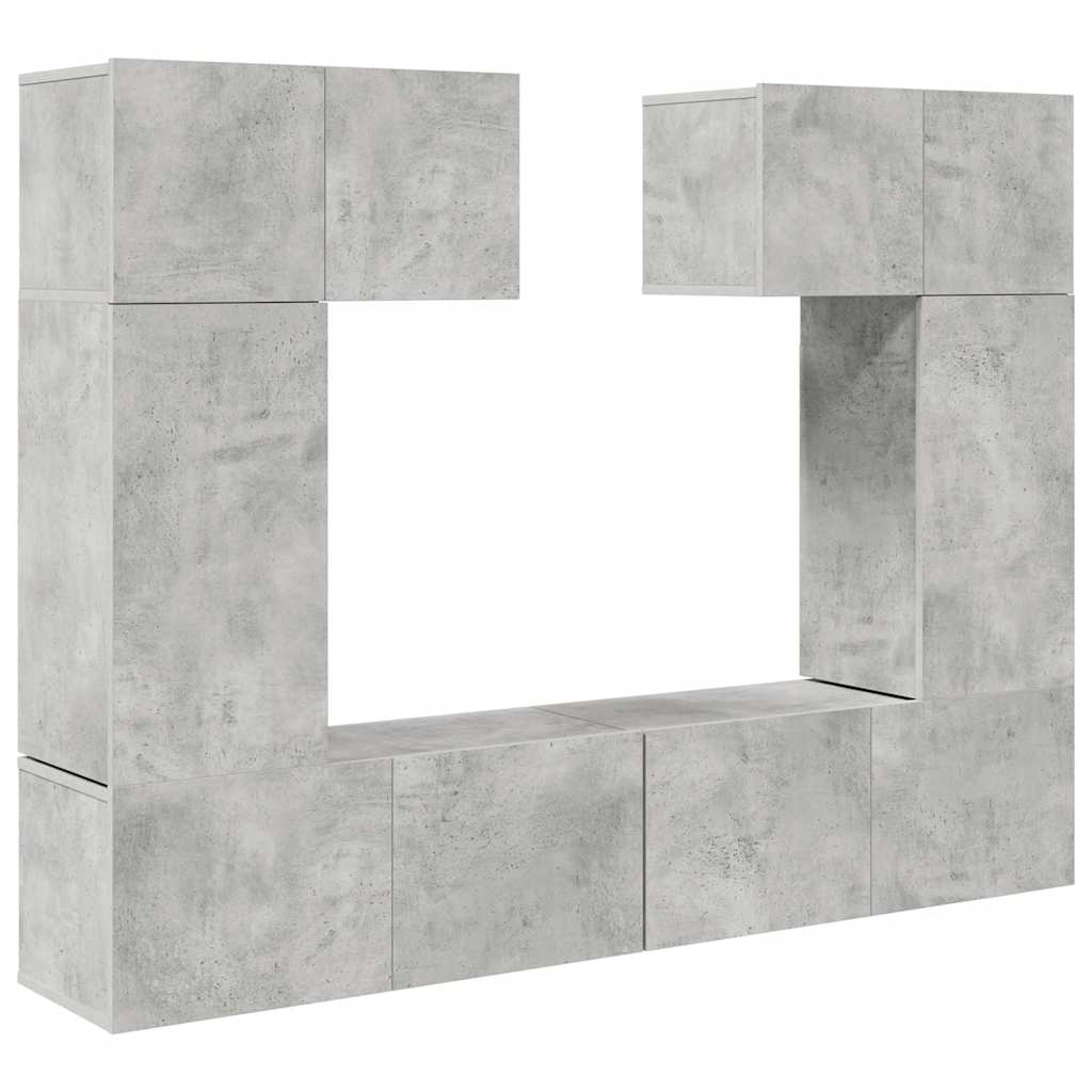 6 Piece TV Cabinet Set Concrete Grey Engineered Wood