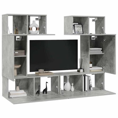 6 Piece TV Cabinet Set Concrete Grey Engineered Wood
