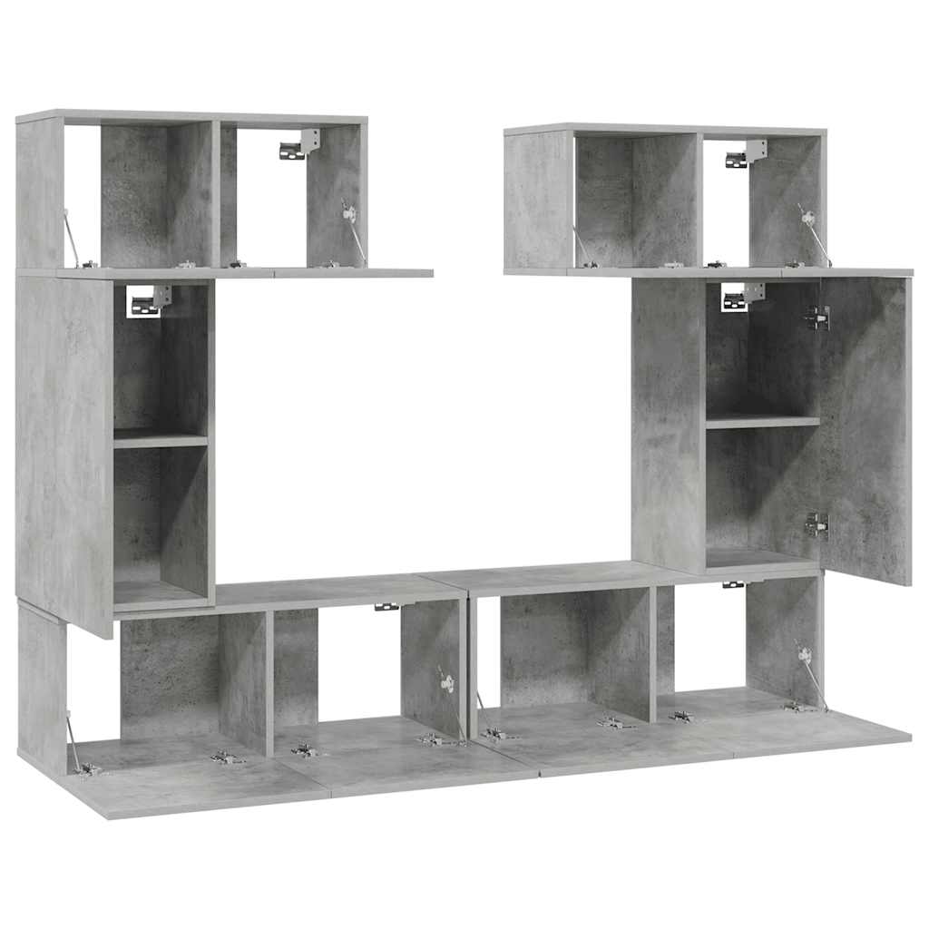 6 Piece TV Cabinet Set Concrete Grey Engineered Wood