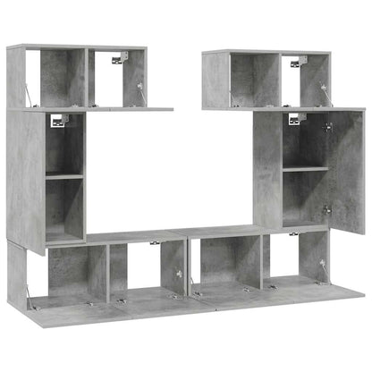 6 Piece TV Cabinet Set Concrete Grey Engineered Wood