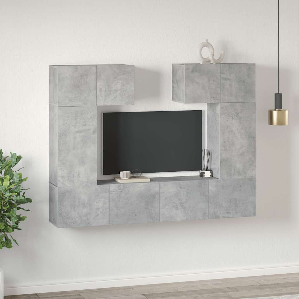 6 Piece TV Cabinet Set Concrete Grey Engineered Wood