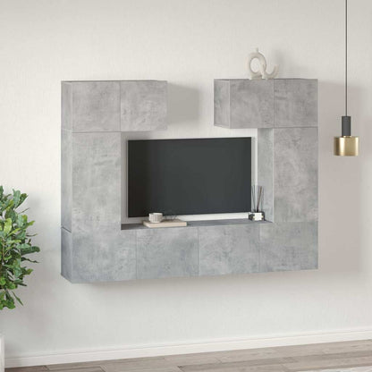 6 Piece TV Cabinet Set Concrete Grey Engineered Wood