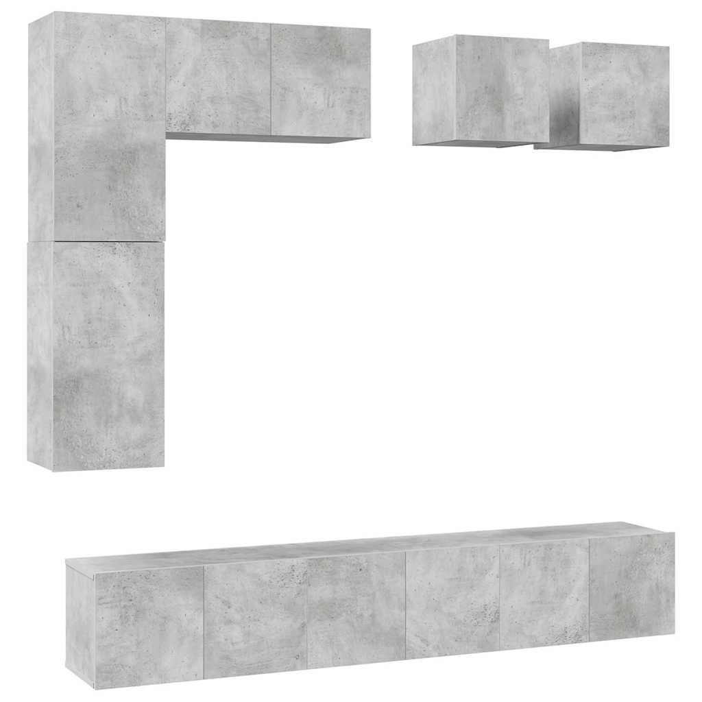 8 Piece TV Cabinet Set Concrete Grey Engineered Wood