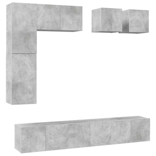 8 Piece TV Cabinet Set Concrete Grey Engineered Wood
