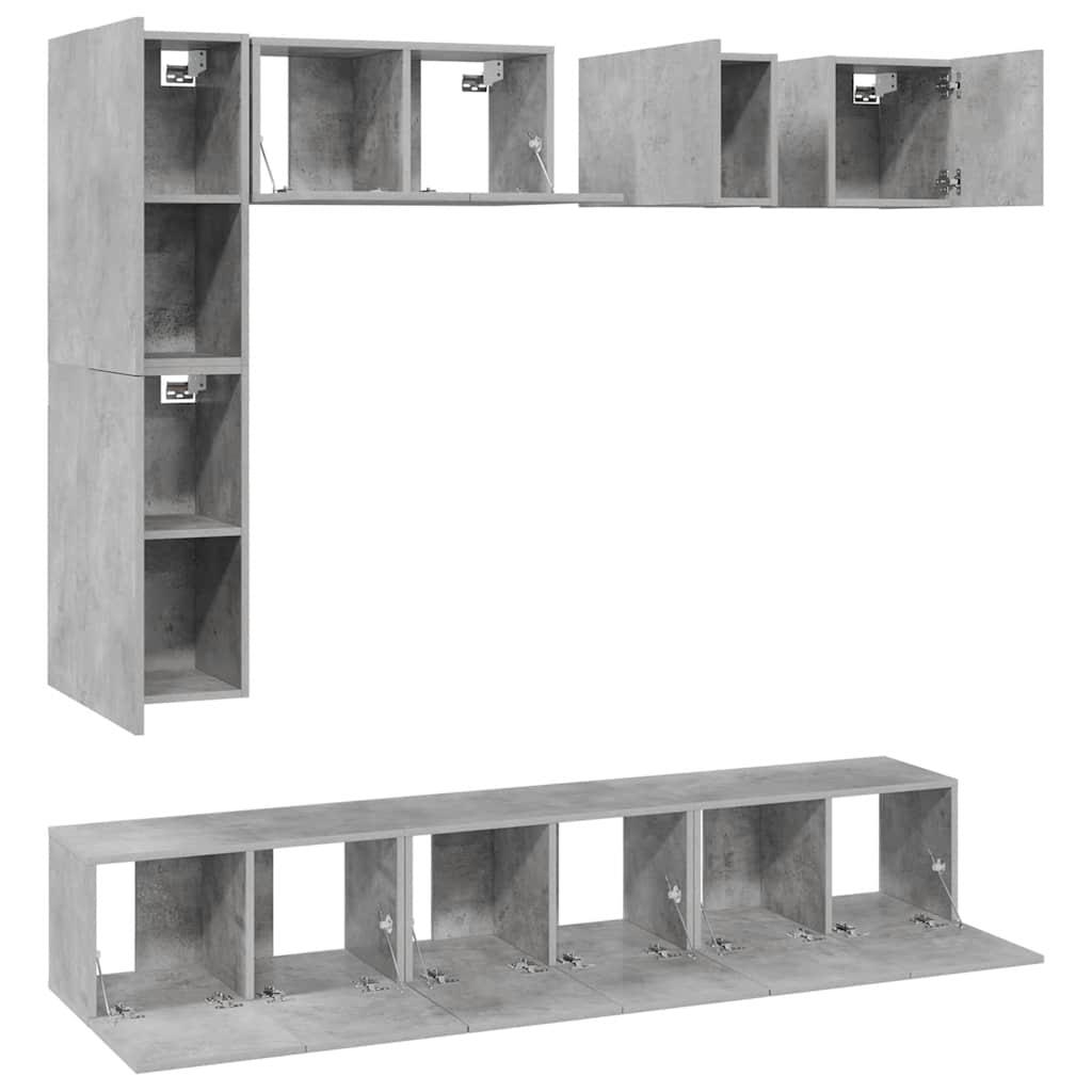 8 Piece TV Cabinet Set Concrete Grey Engineered Wood