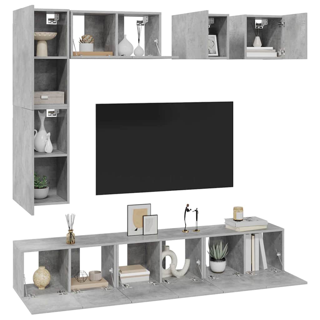 8 Piece TV Cabinet Set Concrete Grey Engineered Wood