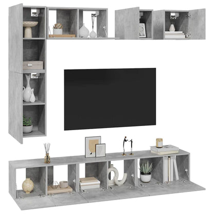 8 Piece TV Cabinet Set Concrete Grey Engineered Wood