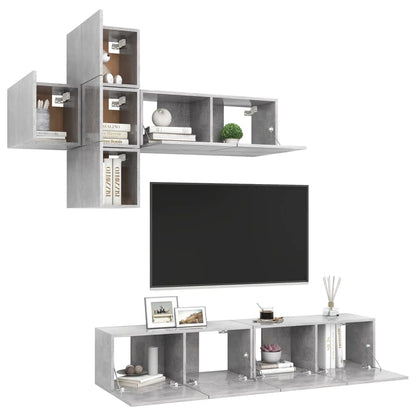 7 Piece TV Cabinet Set Concrete Grey Engineered Wood