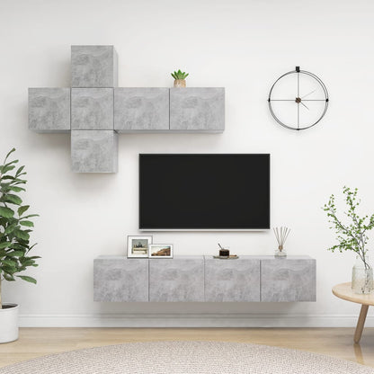 7 Piece TV Cabinet Set Concrete Grey Engineered Wood