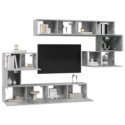 8 Piece TV Cabinet Set Concrete Grey Engineered Wood