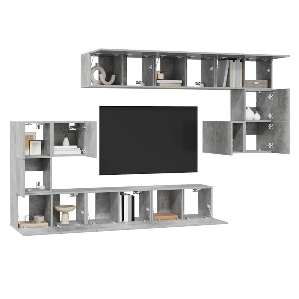 10 Piece TV Cabinet Set Concrete Grey Engineered Wood