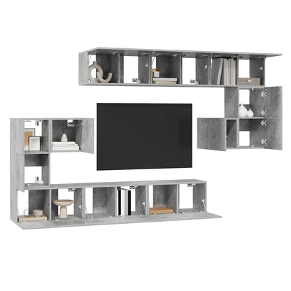 10 Piece TV Cabinet Set Concrete Grey Engineered Wood