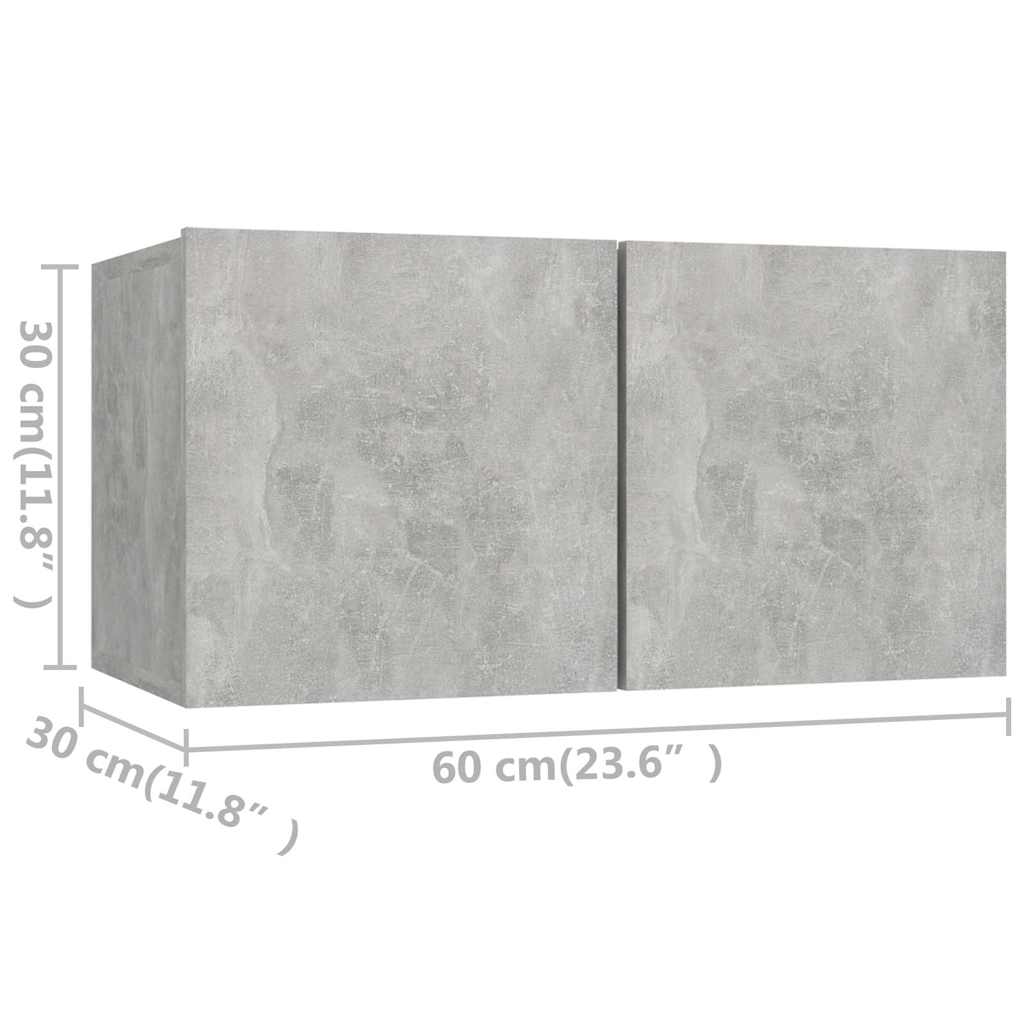 8 Piece Wall-mounted TV Cabinet Set Concrete Grey Engineered Wood