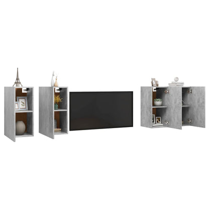 TV Cabinets 4 pcs Concrete Grey 30.5x30x60 cm Engineered Wood