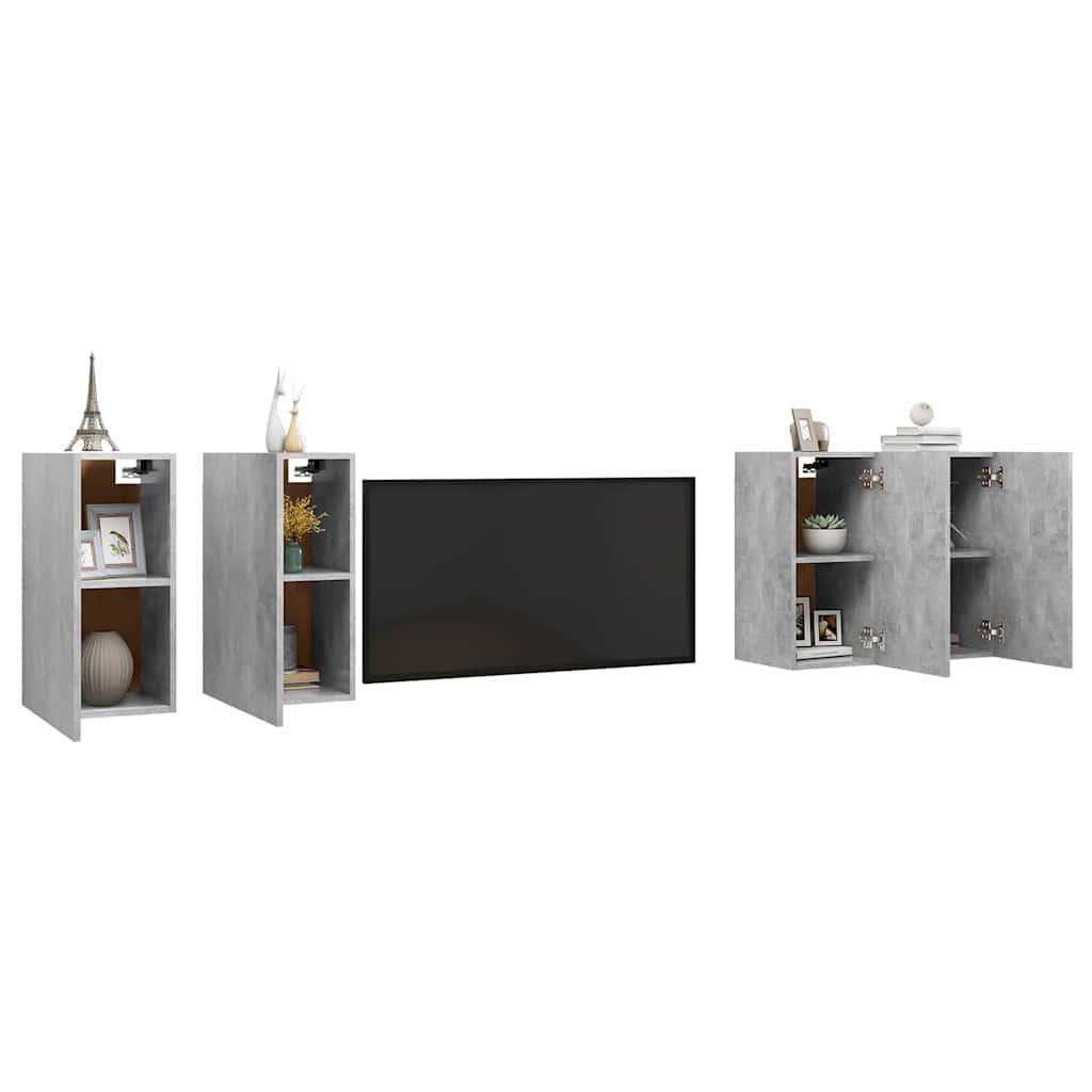 4 Piece TV Cabinet Set Concrete Grey 30,5x30x60 cm Engineered Wood