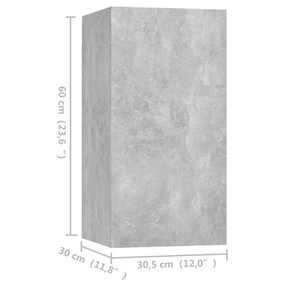4 Piece TV Cabinet Set Concrete Grey 30,5x30x60 cm Engineered Wood