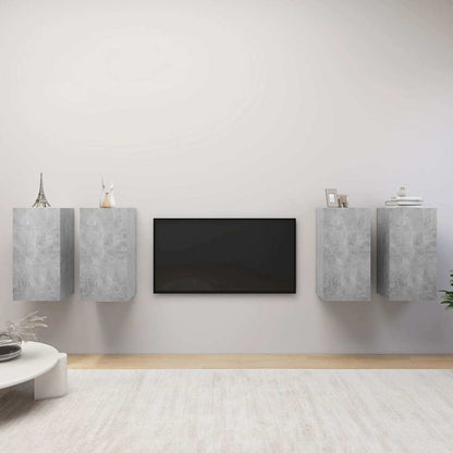 4 Piece TV Cabinet Set Concrete Grey 30,5x30x60 cm Engineered Wood